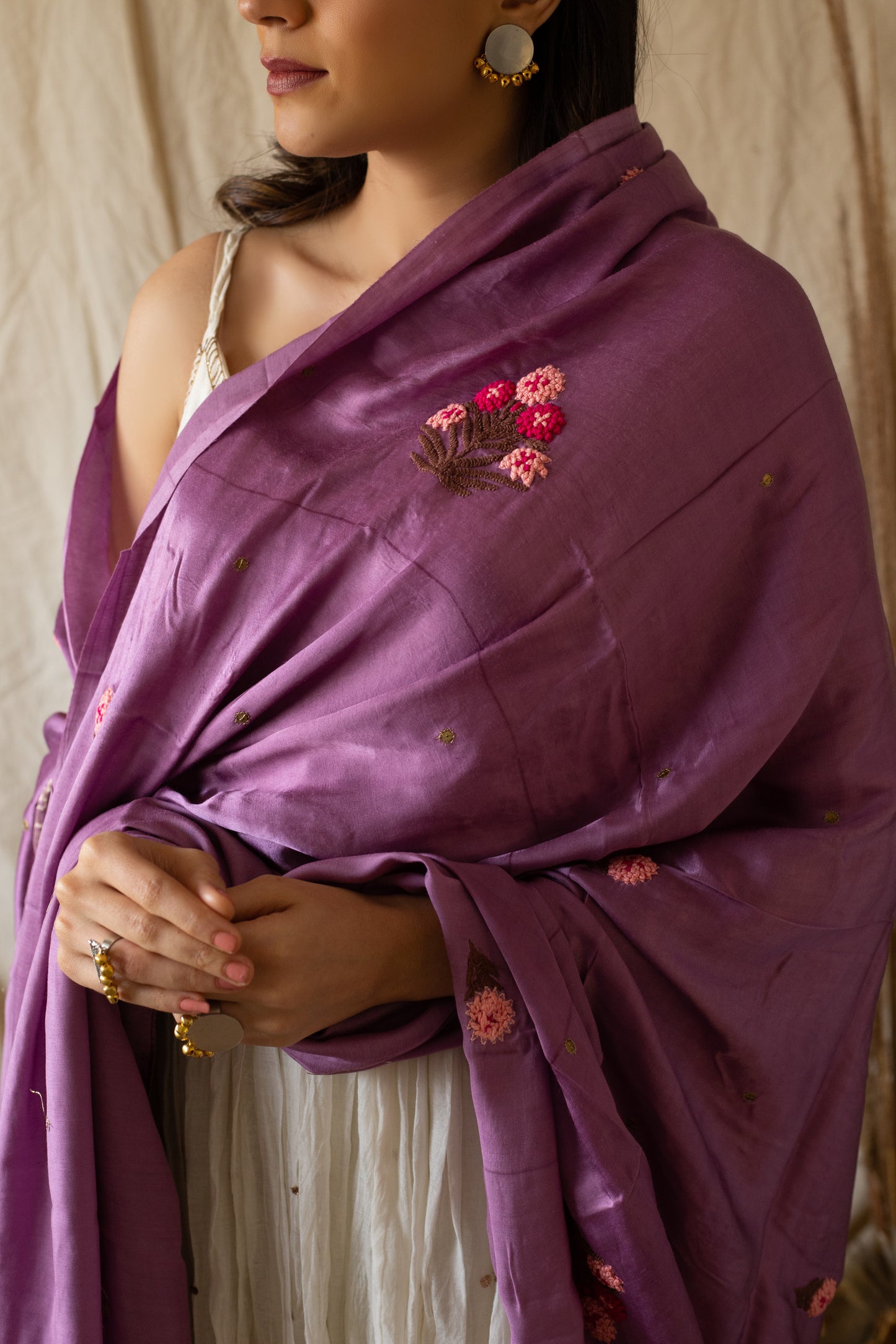 Purple Gulmohar Gajji Silk Duppatta