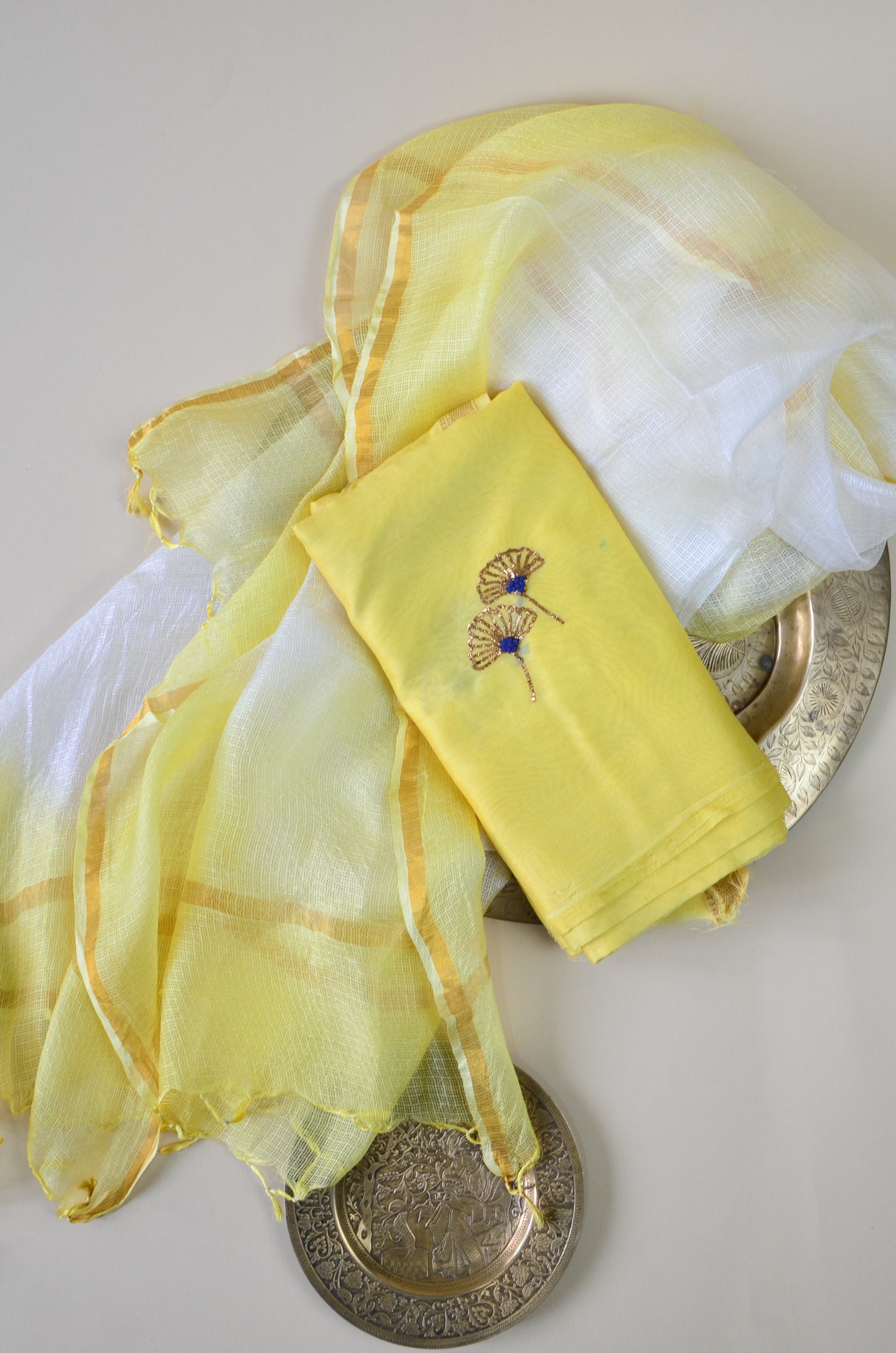 Sunflower Chanderi fabric & Duppatta Combo Set