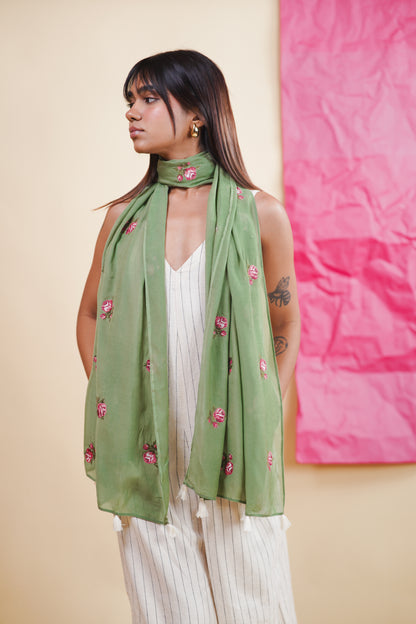 MISTY MEADOW SHRUB ROSE SCARF