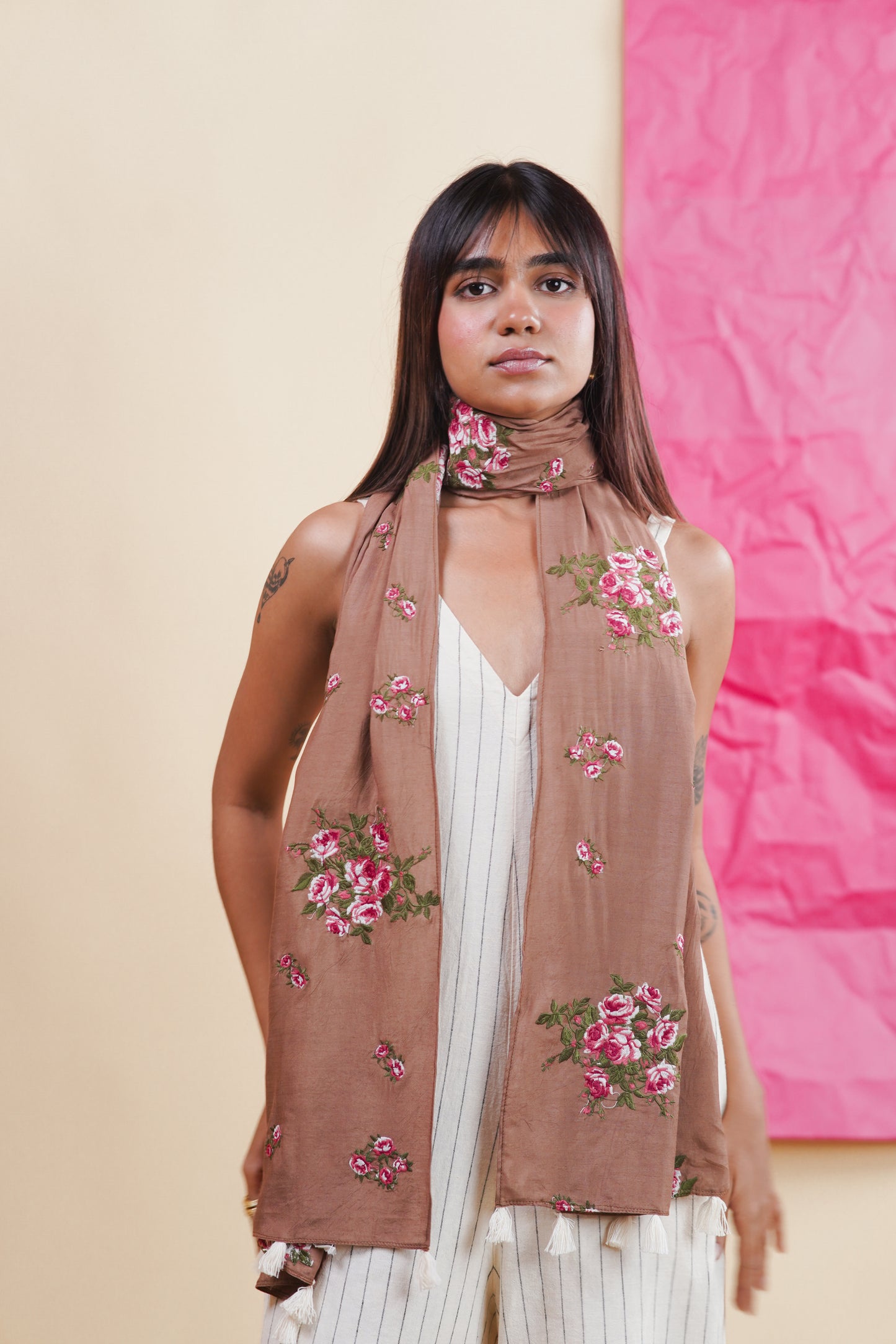 DESERT TAN TEA ROSE SCARF