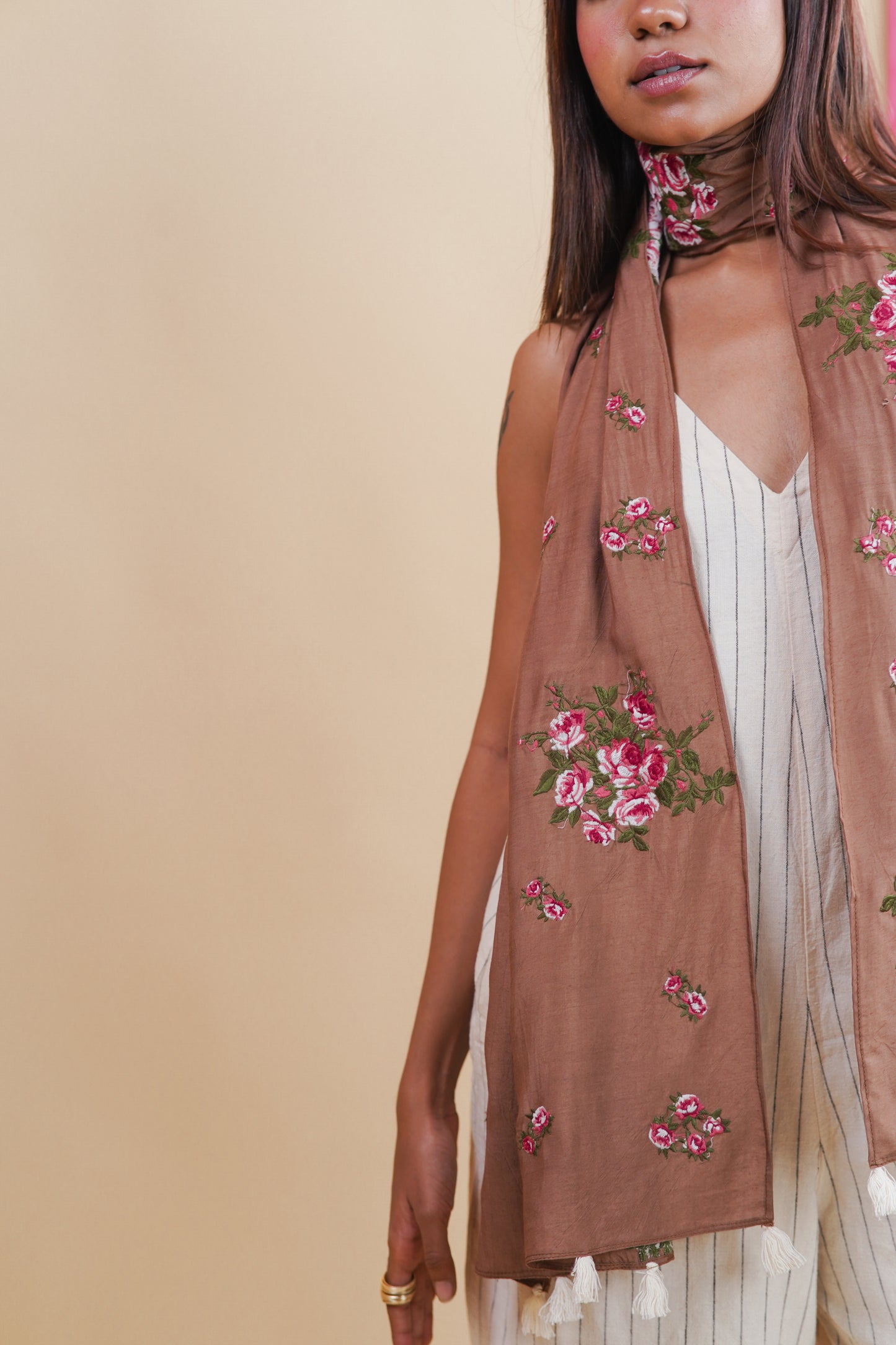 DESERT TAN TEA ROSE SCARF