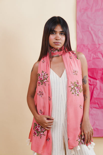 CORAL SANDS TEA ROSE SCARF