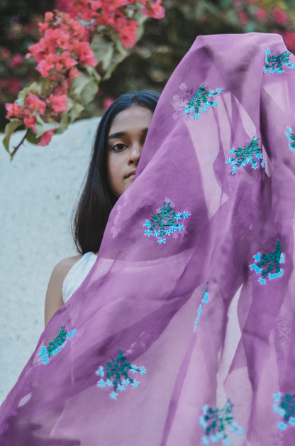 Purple Poppy Organza Fabric