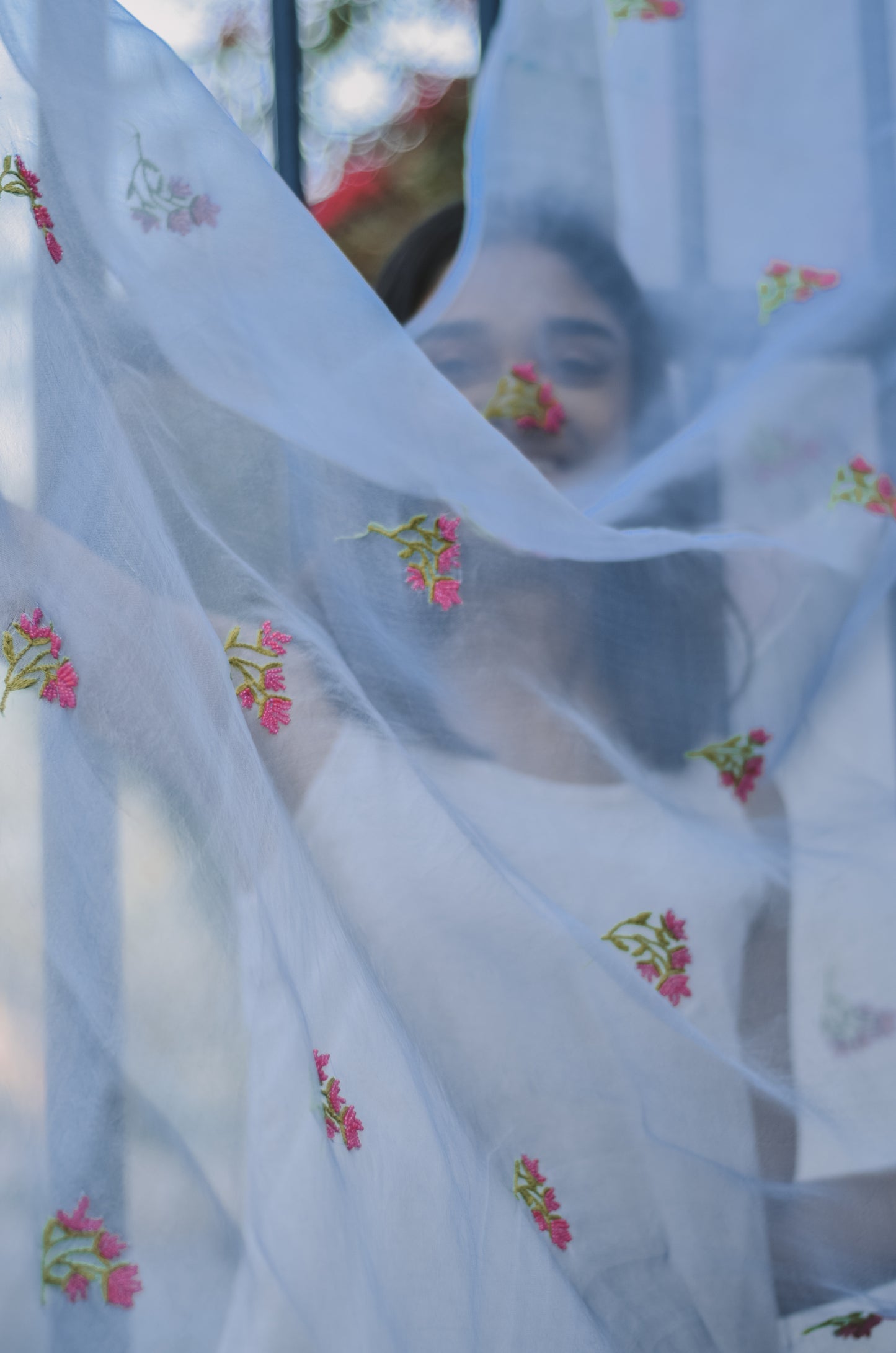 Grey Thistle Organza Fabric