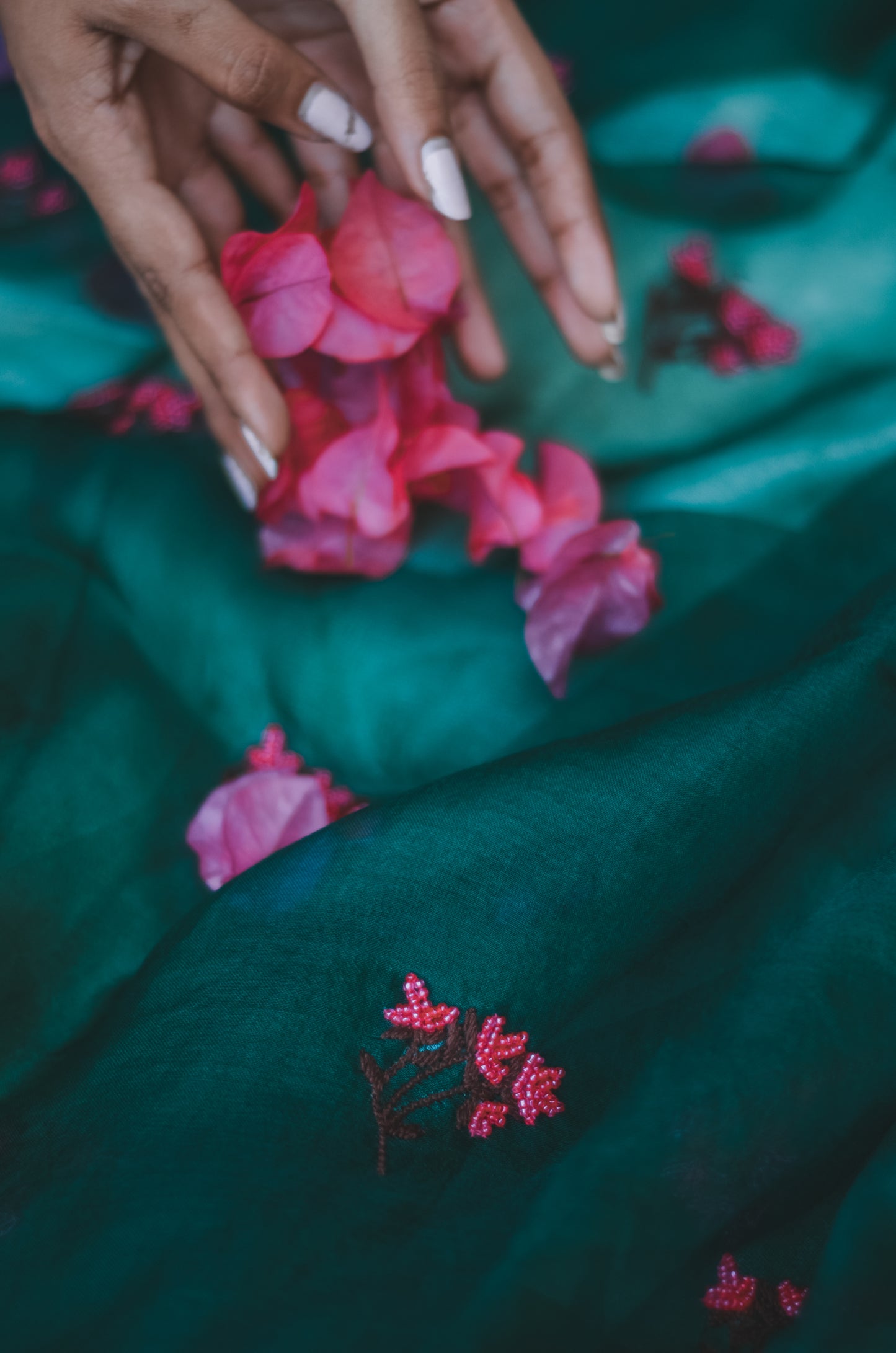 Green Thistle Organza Duppatta