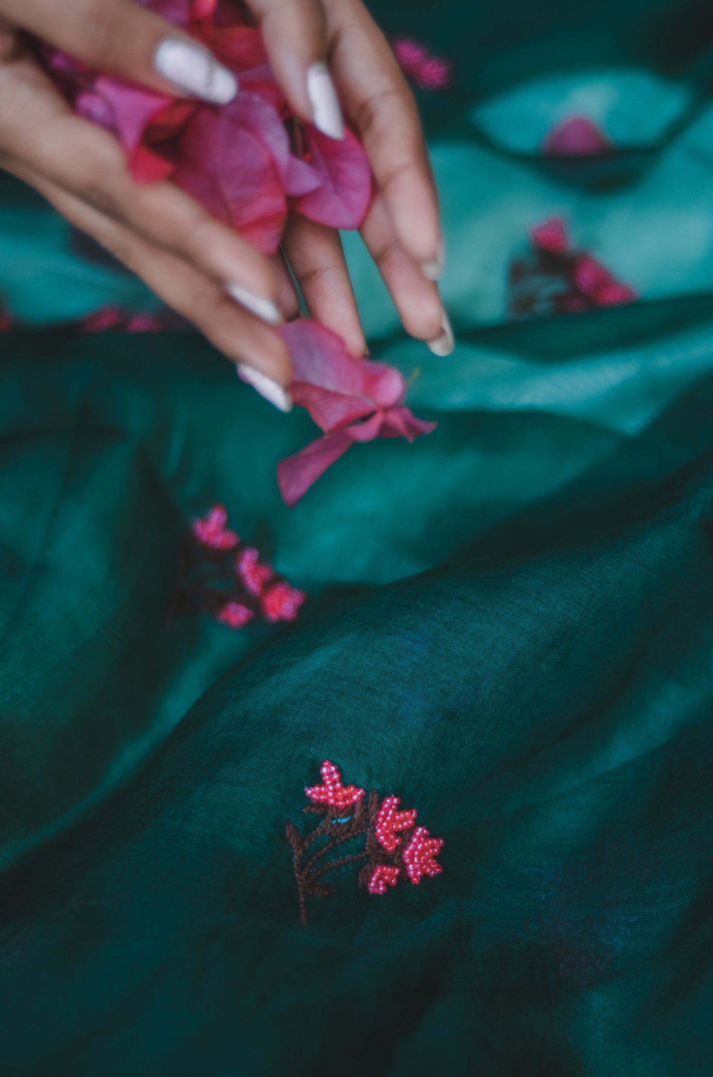 Green Thistle Organza Duppatta