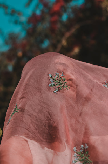 Peach Poppy Organza Fabric