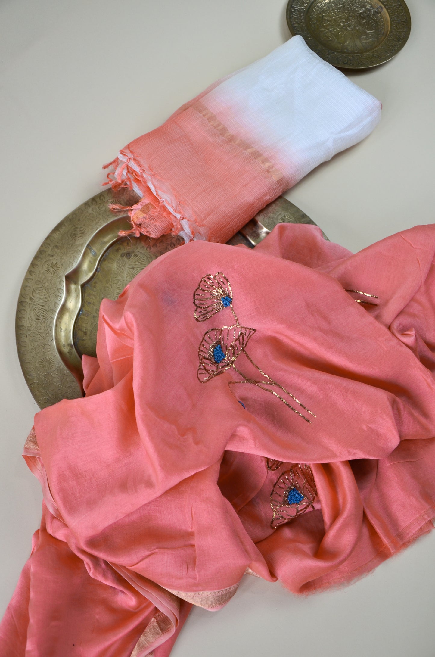 Hibiscus Chanderi fabric & Duppatta Combo Set