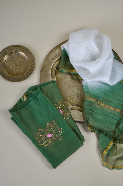 Lotus Chanderi fabric & Duppatta Combo Set