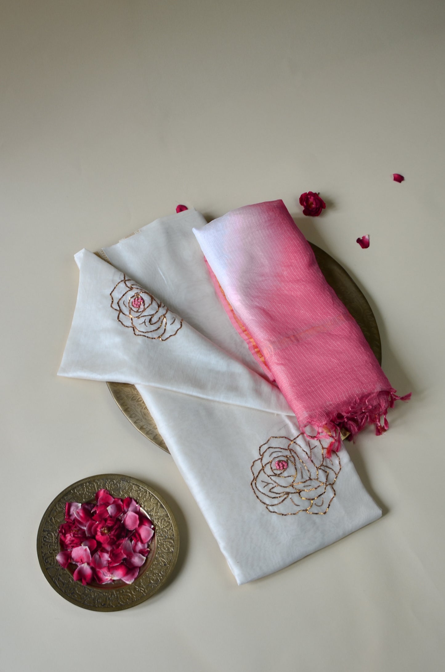 Rose Chanderi fabric & Duppatta Combo Set