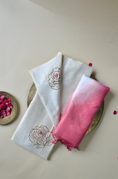 Rose Chanderi fabric & Duppatta Combo Set