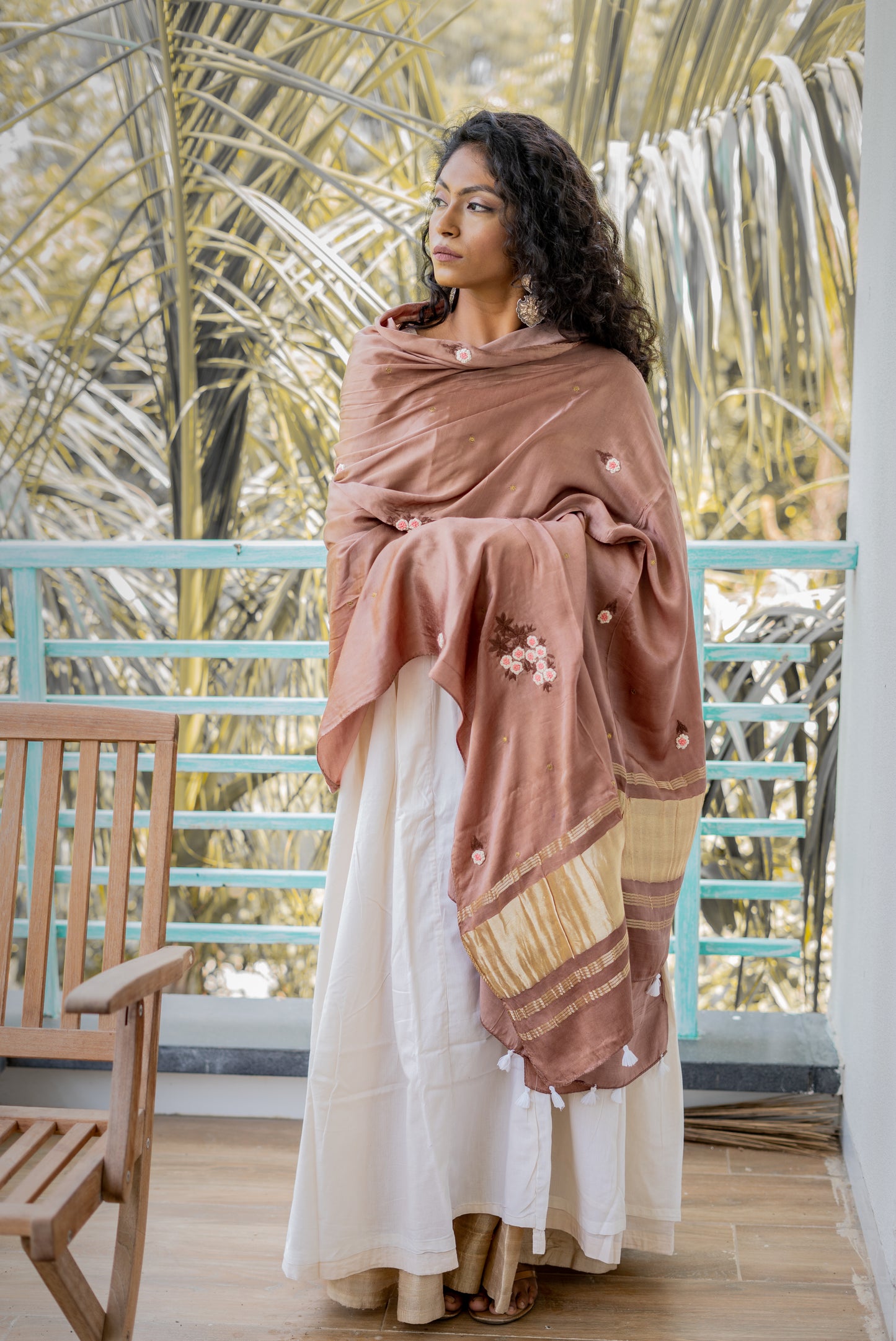 Brown Sakura Gajji Silk Duppatta