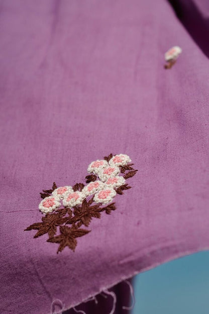 Magenta Khadi With Sakura Fabric