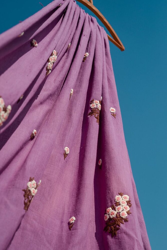 Magenta Khadi With Sakura Fabric