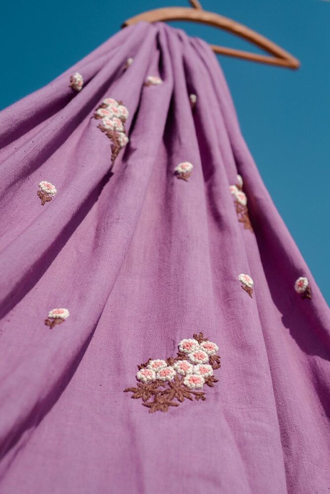 Magenta Khadi With Sakura Fabric