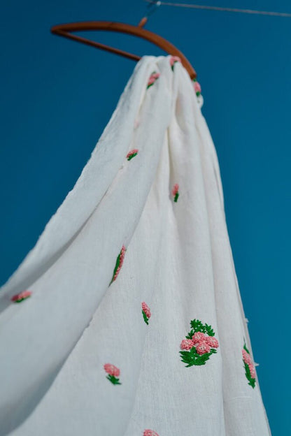 White Khadi With Gulbahar Fabric