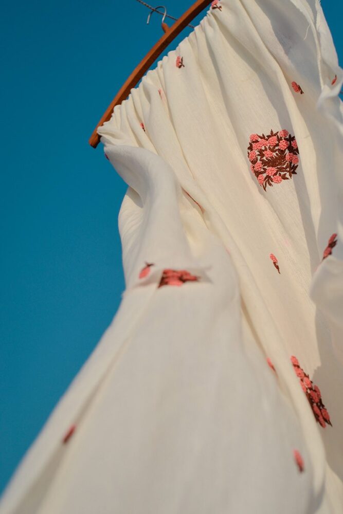 White Khadi With Jasmine Fabric